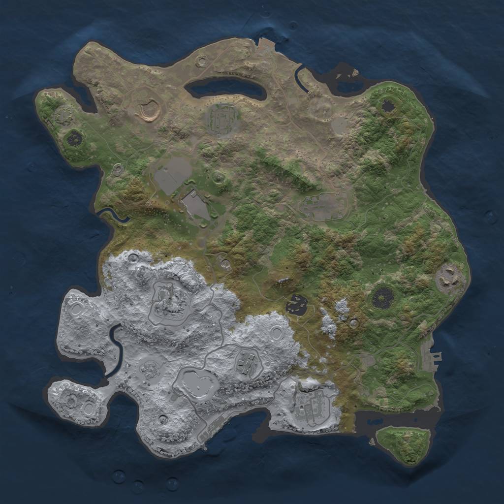 Rust Map: Procedural Map, Size: 3500, Seed: 881307008, 17 Monuments