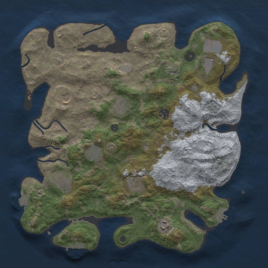 Rust Map: Procedural Map, Size: 3750, Seed: 1227323410, 18 Monuments