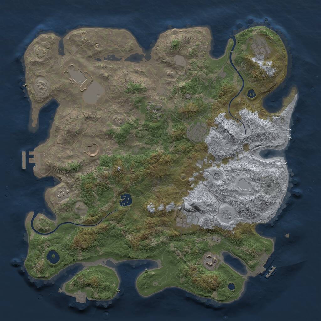 Rust Map: Procedural Map, Size: 3750, Seed: 1227323410, 15 Monuments