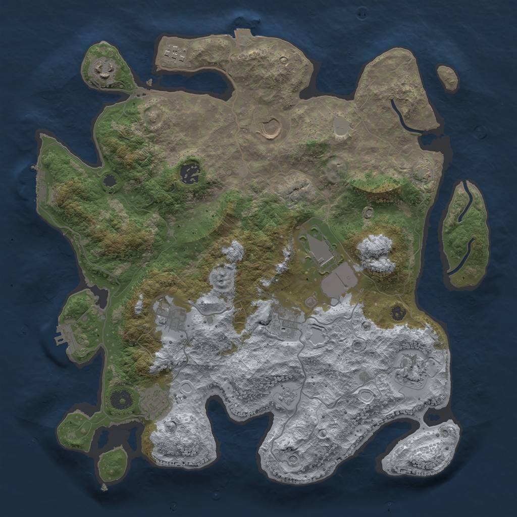 Rust Map: Procedural Map, Size: 3700, Seed: 1010417496, 17 Monuments