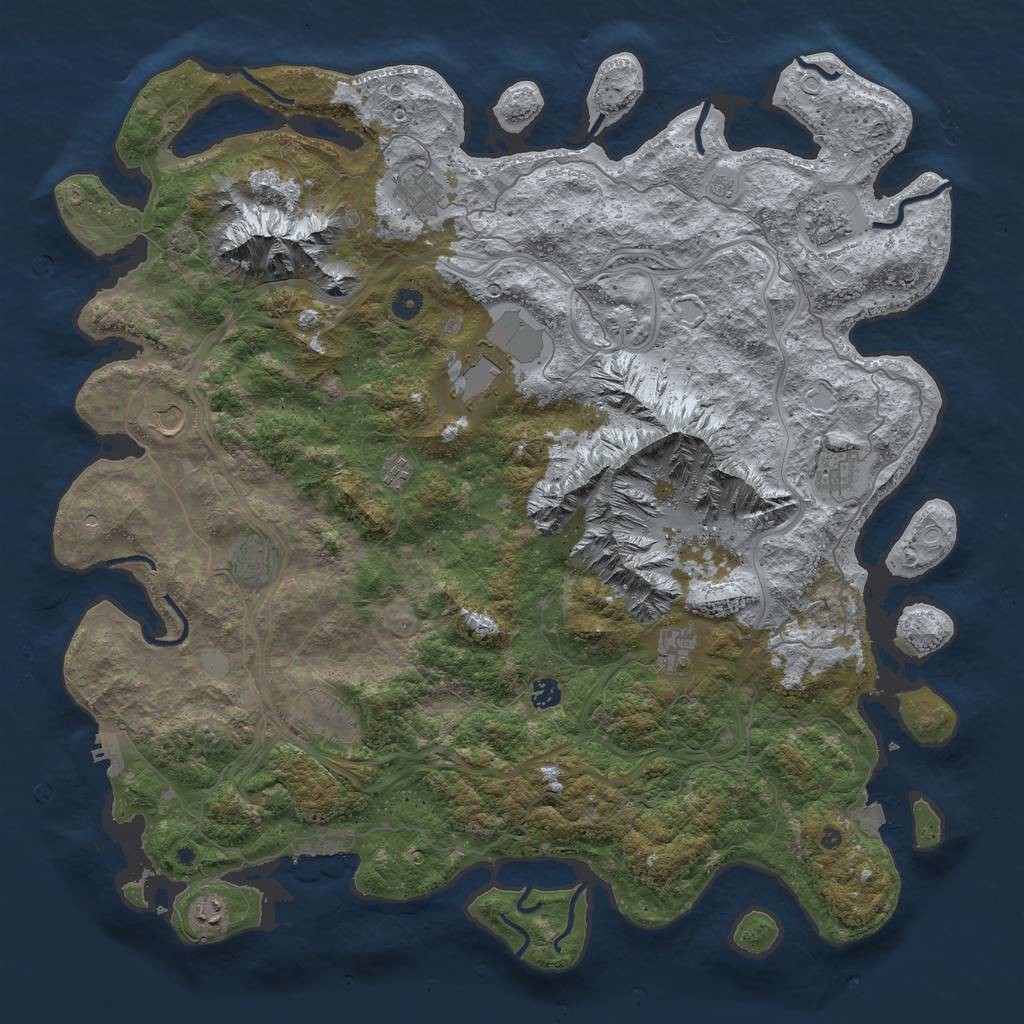 Rust Map: Procedural Map, Size: 5000, Seed: 2023080501, 19 Monuments