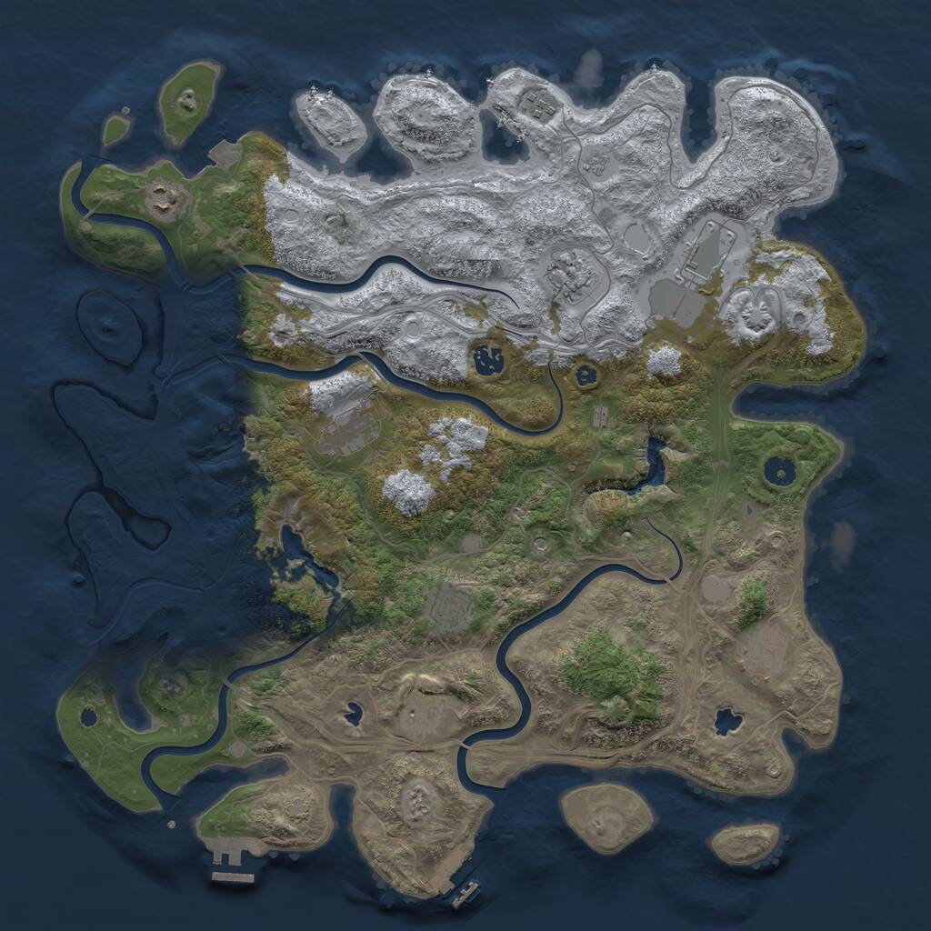 Rust Map: Procedural Map, Size: 4500, Seed: 911002657, 15 Monuments