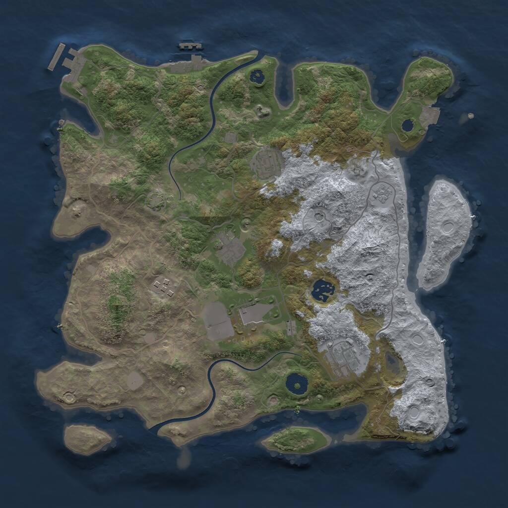 Rust Map: Procedural Map, Size: 3500, Seed: 9439025, 12 Monuments