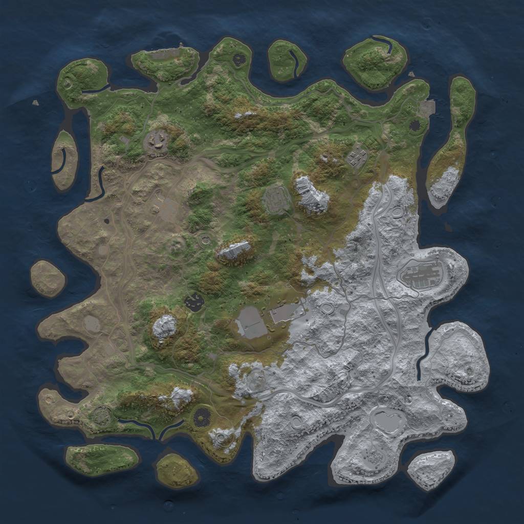 Rust Map: Procedural Map, Size: 4250, Seed: 790100933, 14 Monuments