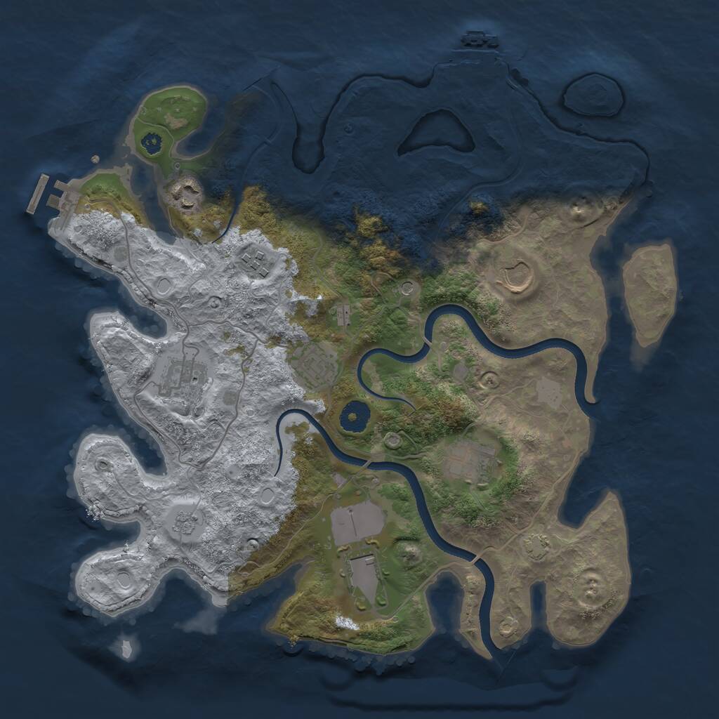 Rust Map: Procedural Map, Size: 3500, Seed: 1212158321, 13 Monuments