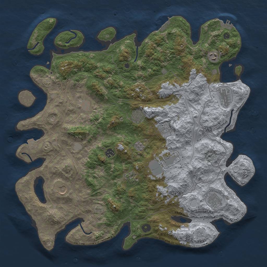 Rust Map: Procedural Map, Size: 4500, Seed: 7308557, 19 Monuments