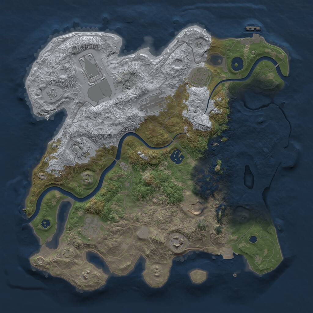 Rust Map: Procedural Map, Size: 3500, Seed: 698363666, 15 Monuments