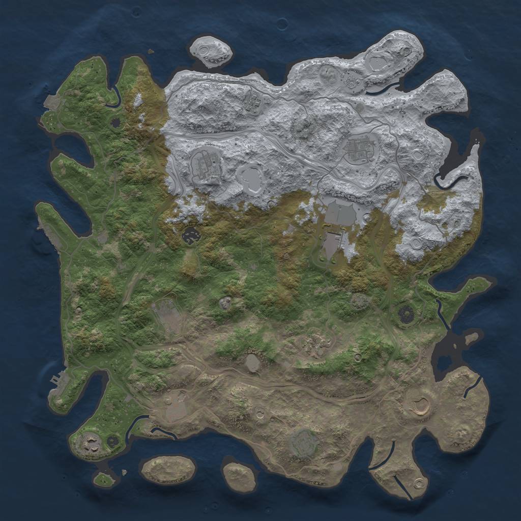 Rust Map: Procedural Map, Size: 4500, Seed: 1051022426, 19 Monuments