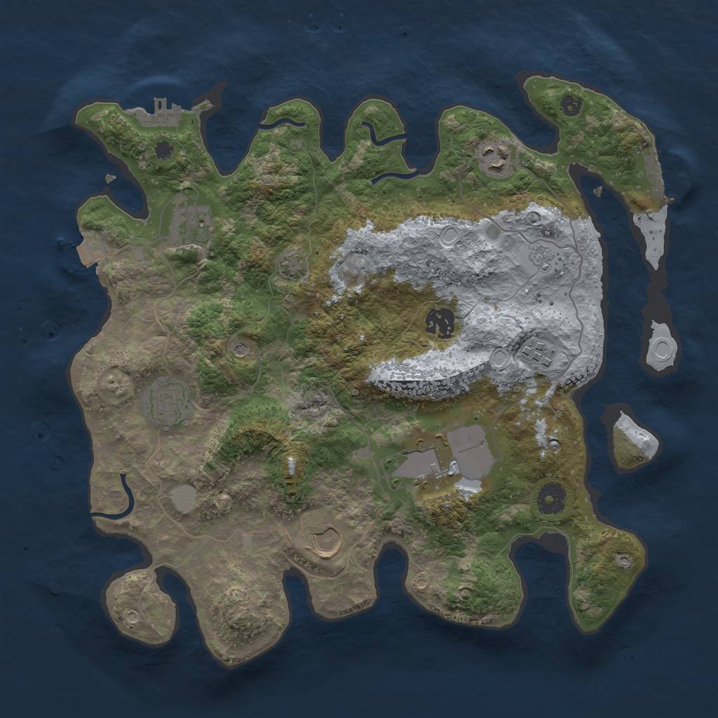 Rust Map: Procedural Map, Size: 3500, Seed: 1091018554, 15 Monuments