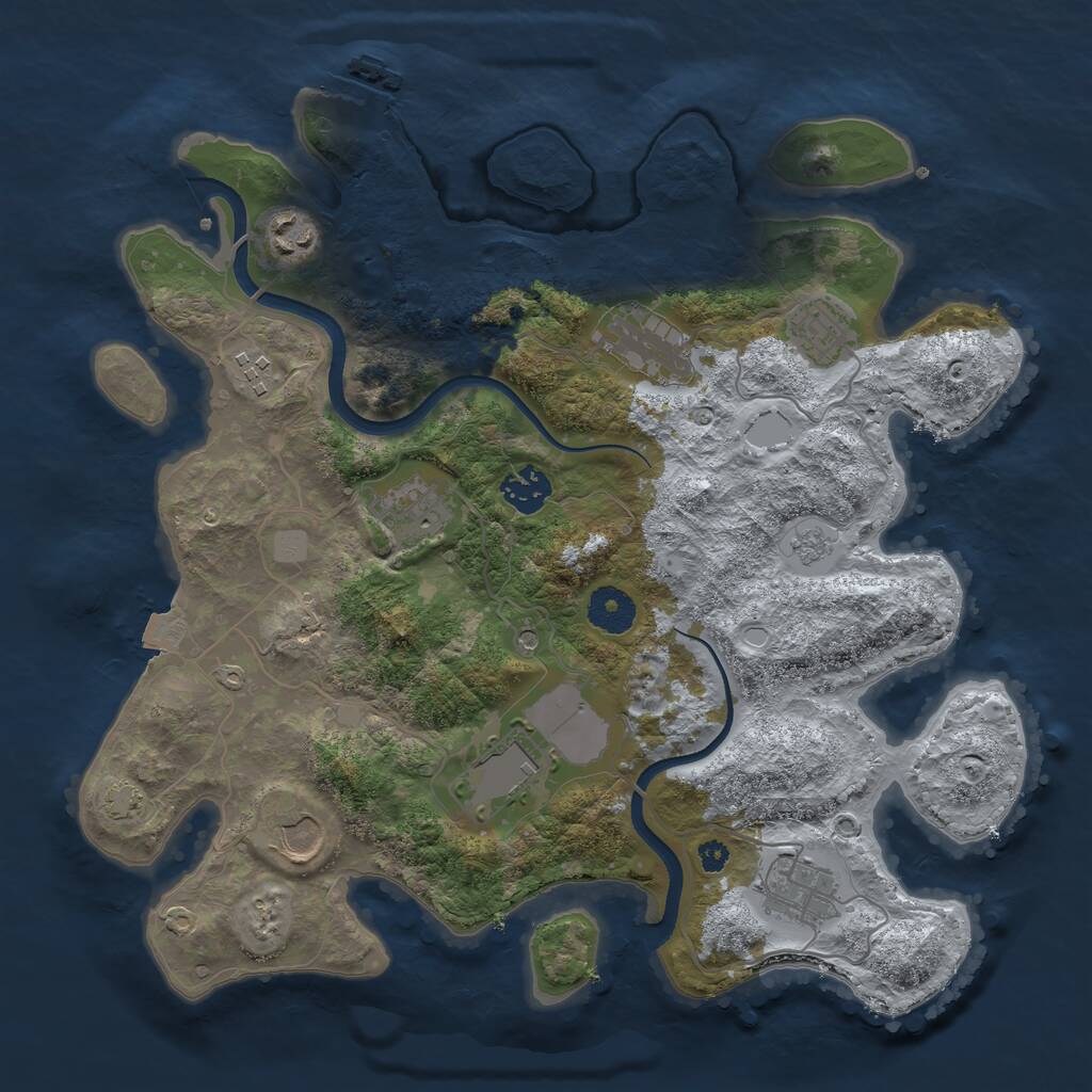 Rust Map: Procedural Map, Size: 3500, Seed: 674129820, 14 Monuments