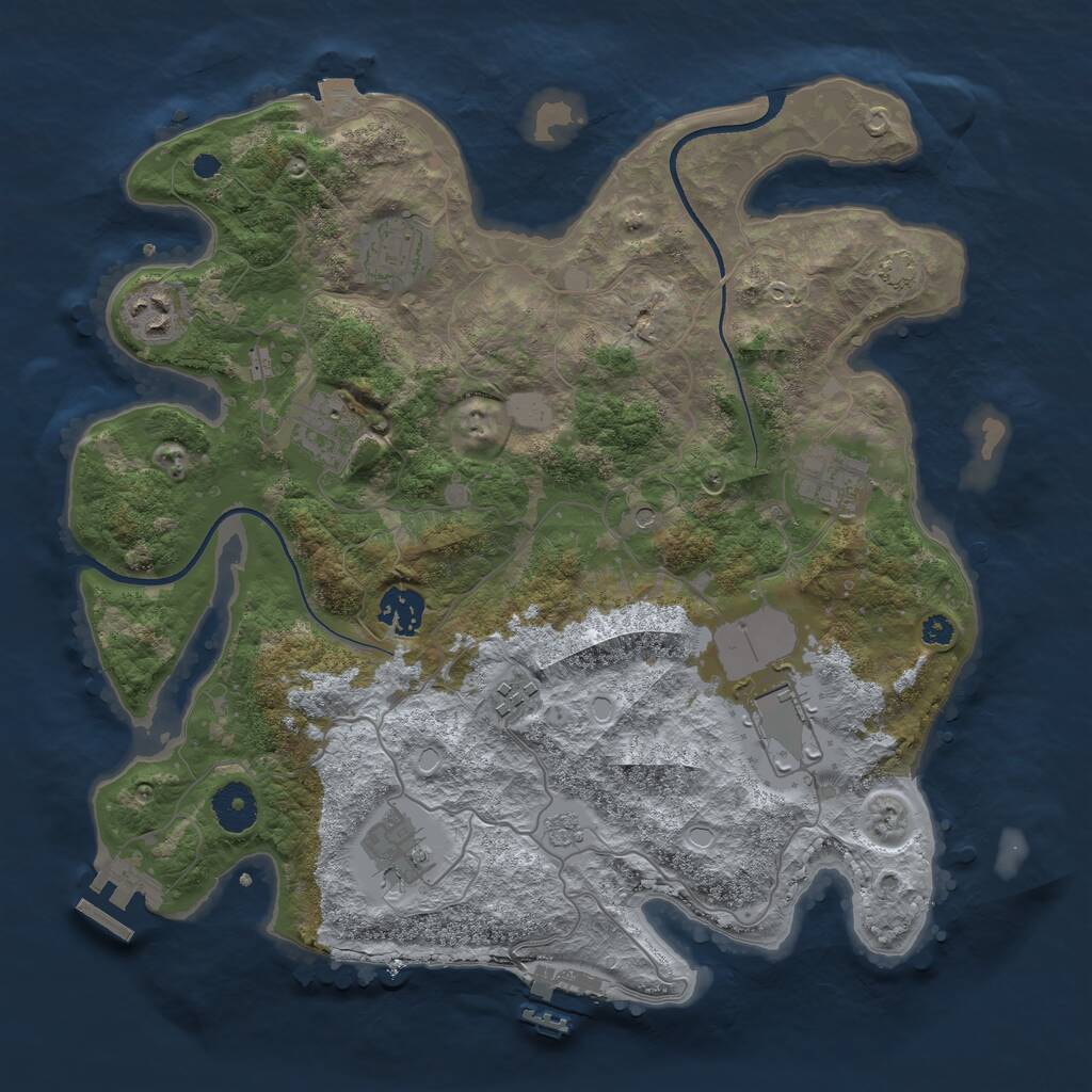 Rust Map: Procedural Map, Size: 3500, Seed: 25272344, 14 Monuments