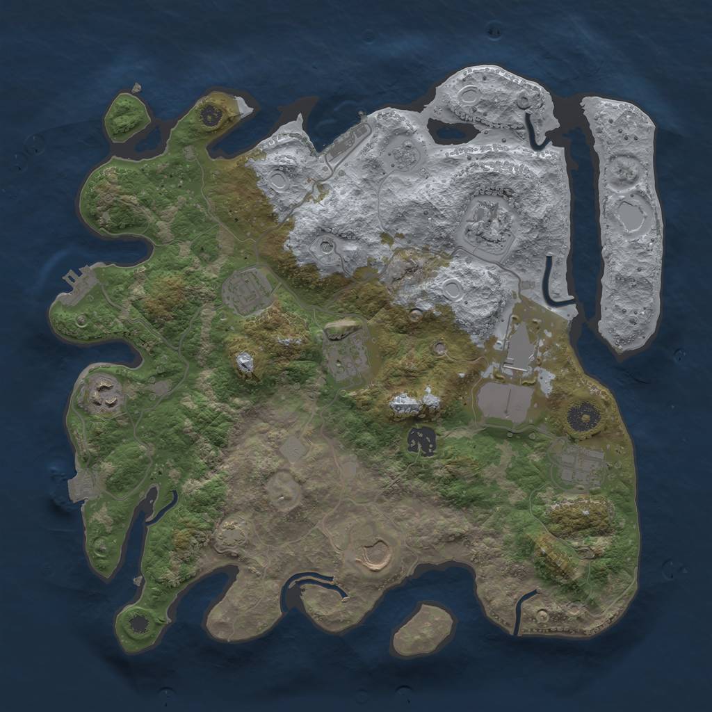 Rust Map: Procedural Map, Size: 3500, Seed: 462767631, 16 Monuments