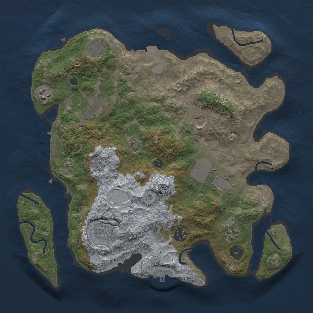 Rust Map: Procedural Map, Size: 3500, Seed: 877893888, 16 Monuments