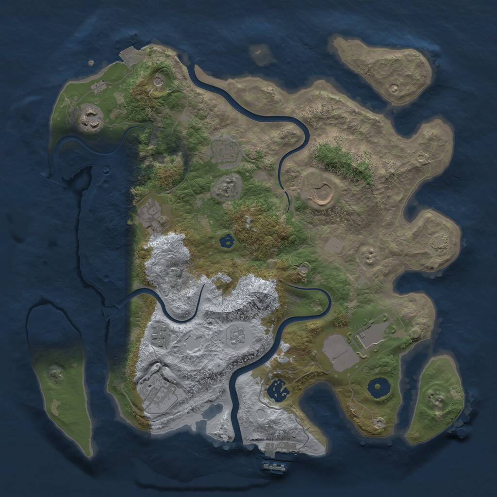Rust Map: Procedural Map, Size: 3500, Seed: 877893888, 13 Monuments