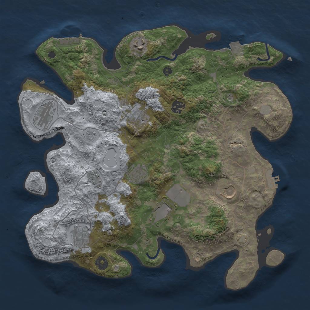 Rust Map: Procedural Map, Size: 3500, Seed: 75534, 17 Monuments