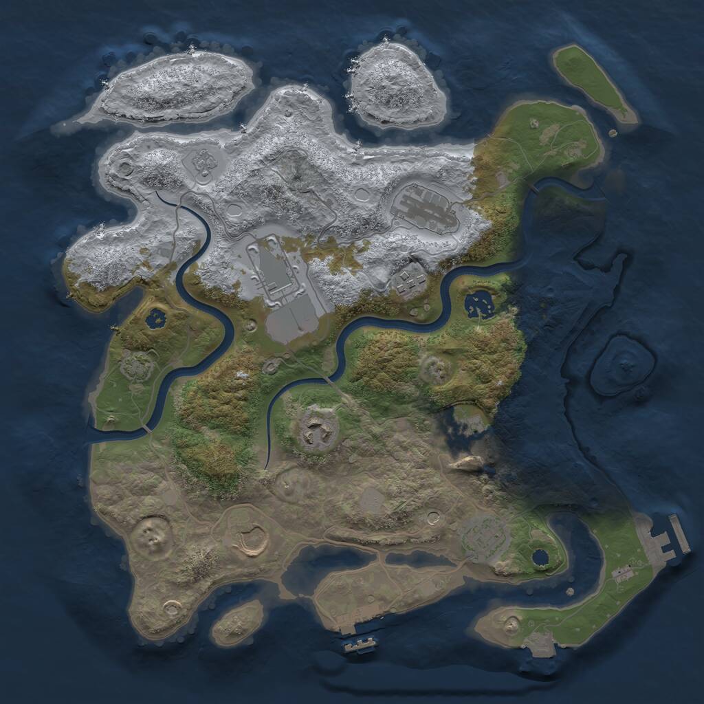 Rust Map: Procedural Map, Size: 3500, Seed: 680564675, 14 Monuments