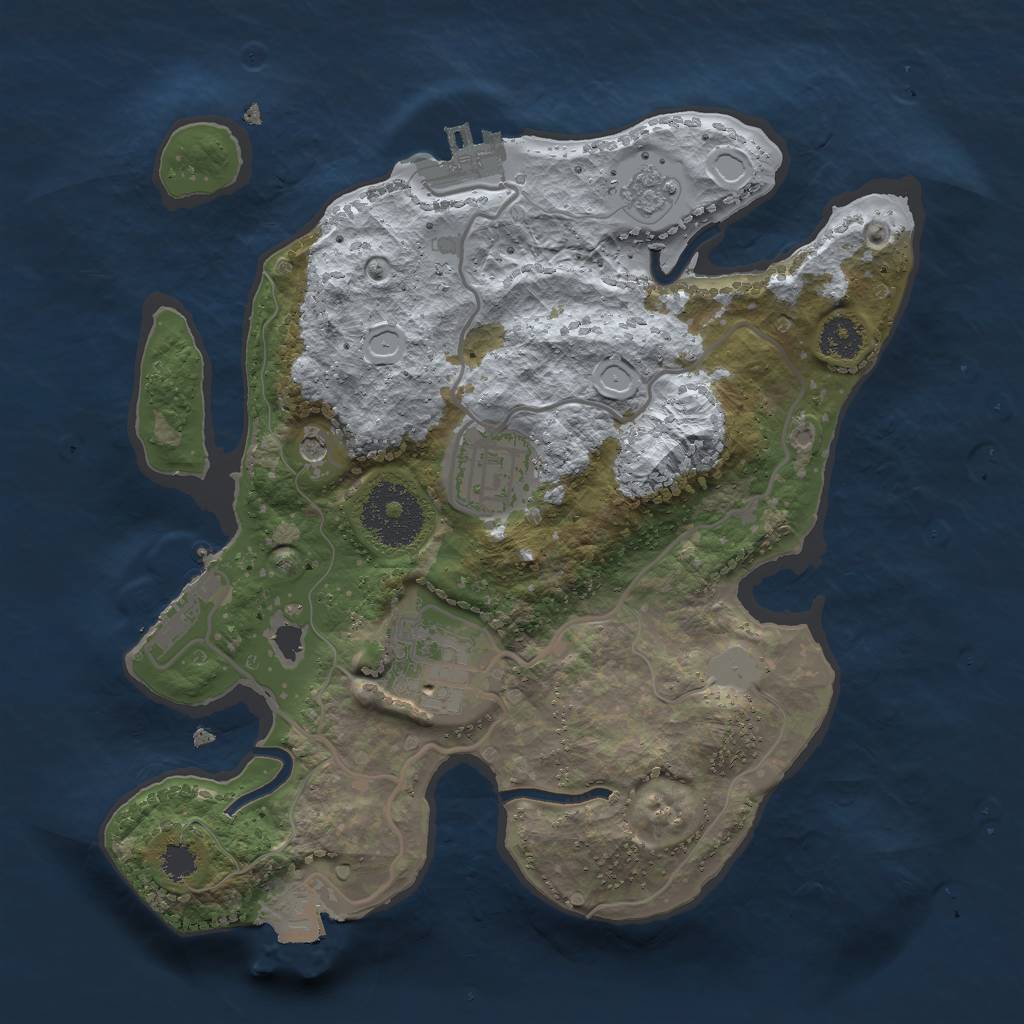 Rust Map: Procedural Map, Size: 2500, Seed: 1359224692, 9 Monuments
