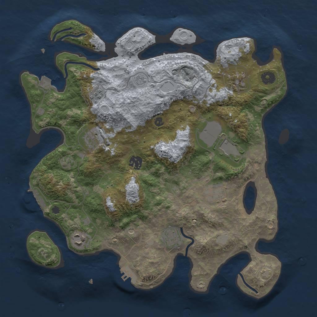 Rust Map: Procedural Map, Size: 3500, Seed: 209410269, 16 Monuments