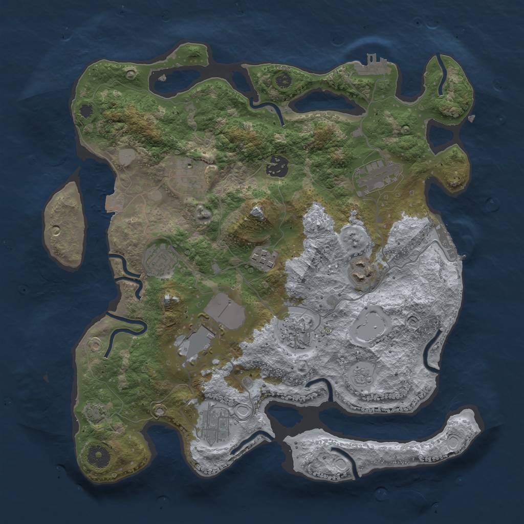 Rust Map: Procedural Map, Size: 3500, Seed: 1930902296, 16 Monuments