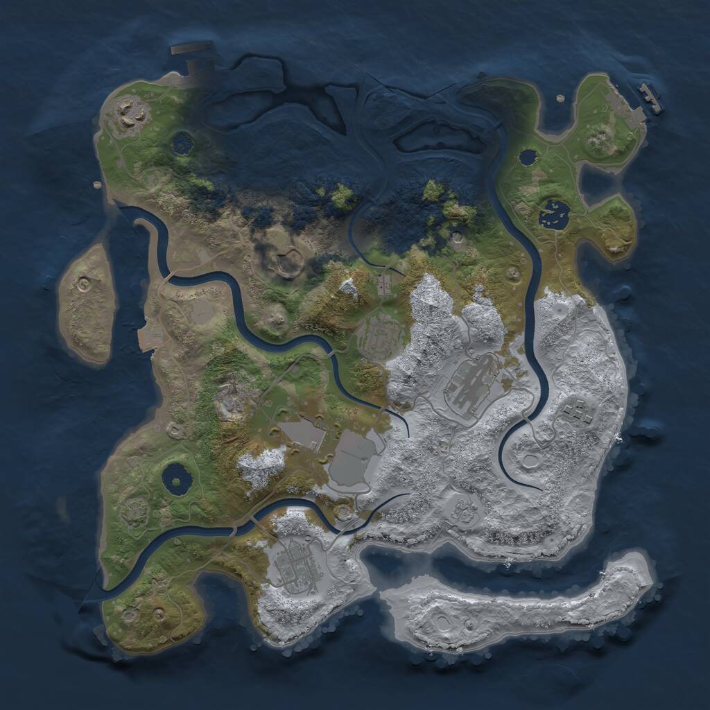 Rust Map: Procedural Map, Size: 3500, Seed: 1930902296, 14 Monuments