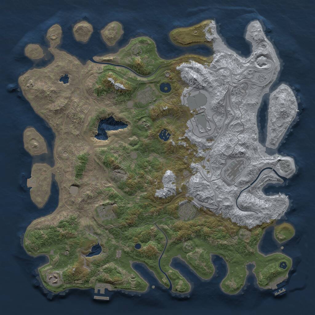 Rust Map: Procedural Map, Size: 4250, Seed: 257043943, 14 Monuments