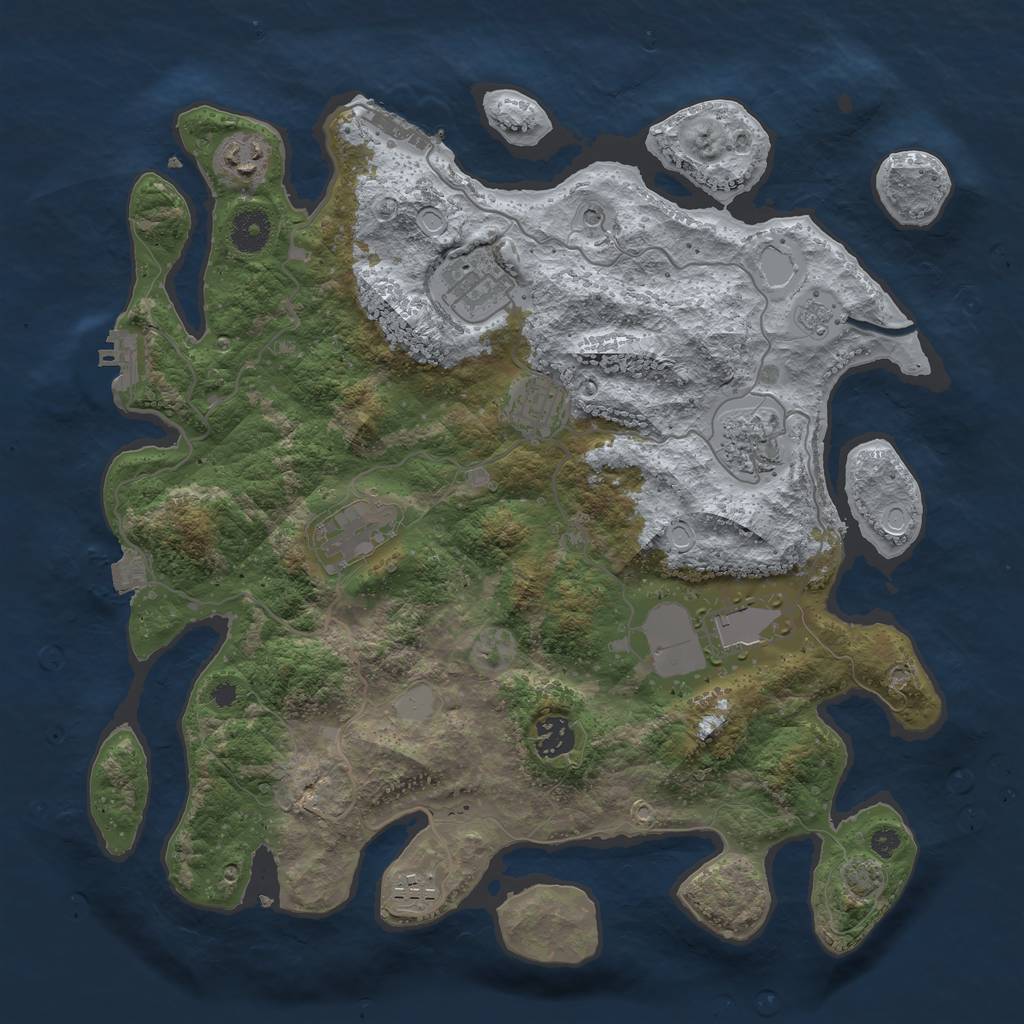 Rust Map: Procedural Map, Size: 3700, Seed: 41335903, 16 Monuments