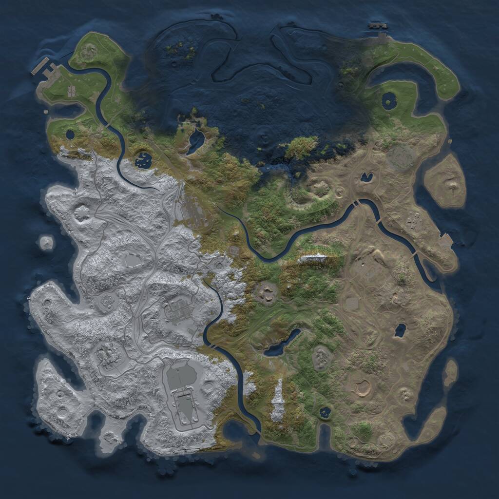 Rust Map: Procedural Map, Size: 4500, Seed: 1657720393, 16 Monuments