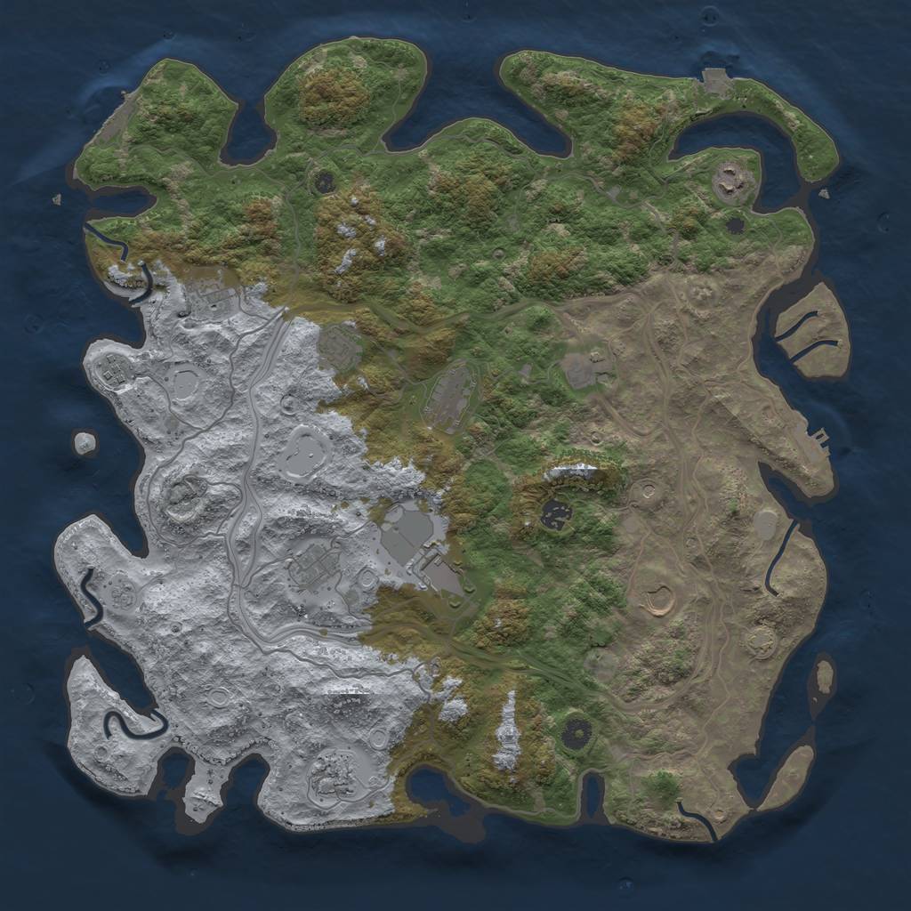 Rust Map: Procedural Map, Size: 4500, Seed: 1657720393, 19 Monuments