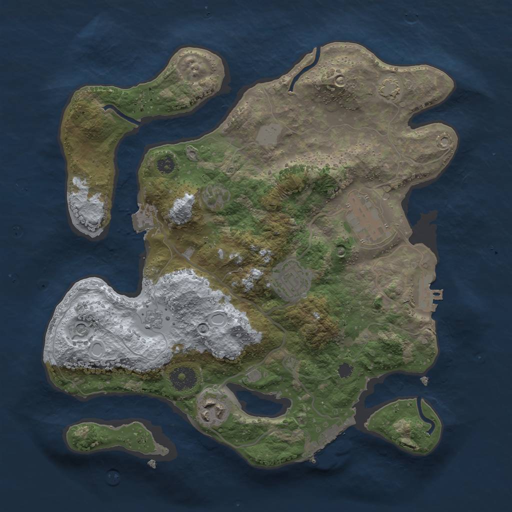 Rust Map: Procedural Map, Size: 3000, Seed: 409408297, 11 Monuments