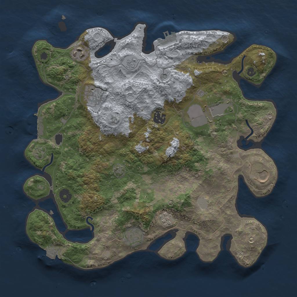 Rust Map: Procedural Map, Size: 3500, Seed: 175419501, 15 Monuments