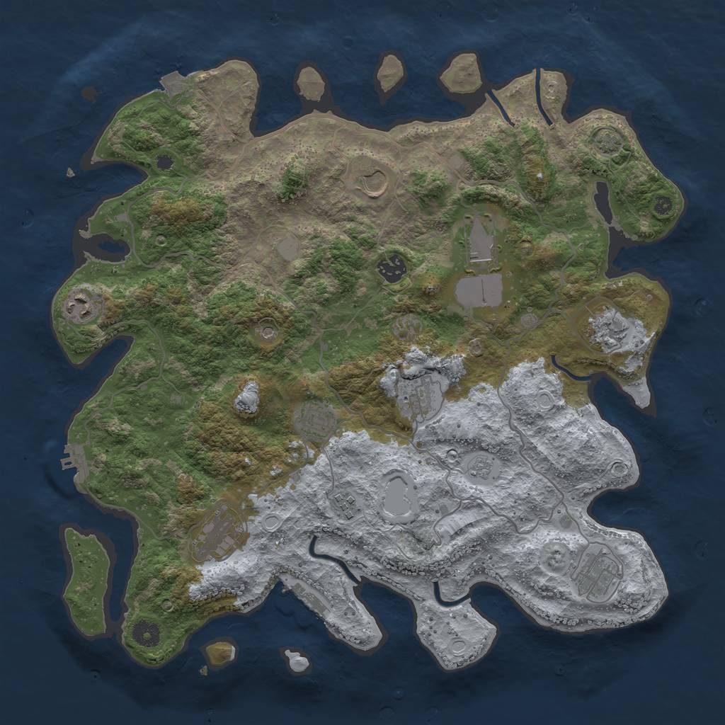 Rust Map: Procedural Map, Size: 4000, Seed: 1240020350, 18 Monuments