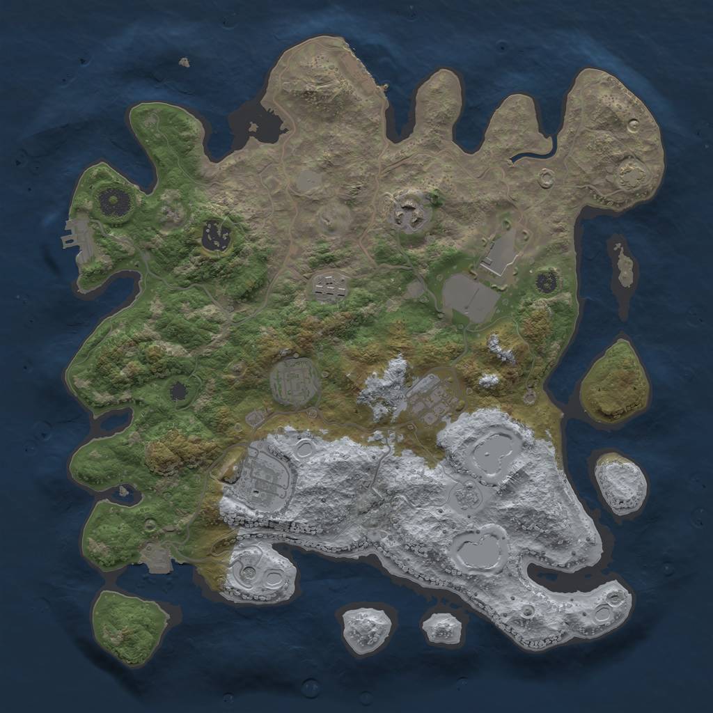 Rust Map: Procedural Map, Size: 3500, Seed: 2105784102, 15 Monuments