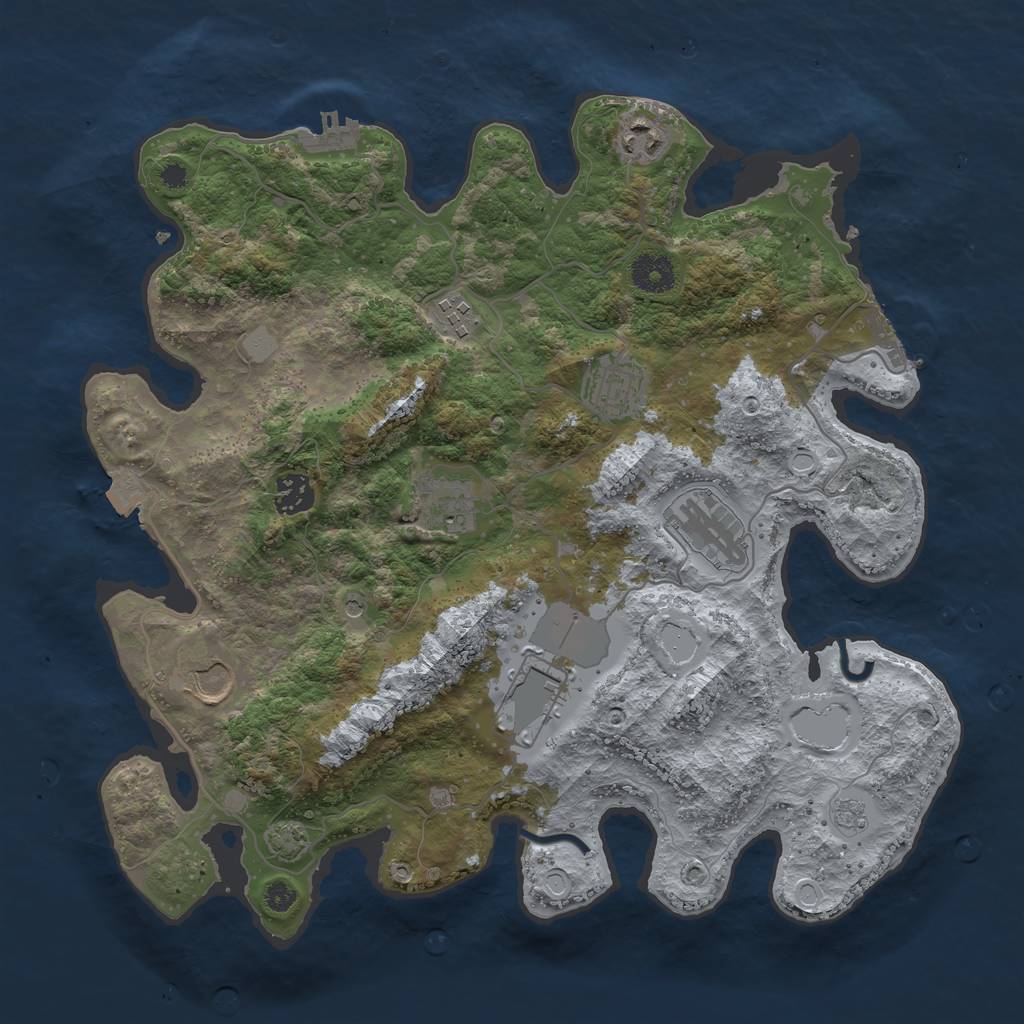 Rust Map: Procedural Map, Size: 3650, Seed: 95969823, 16 Monuments