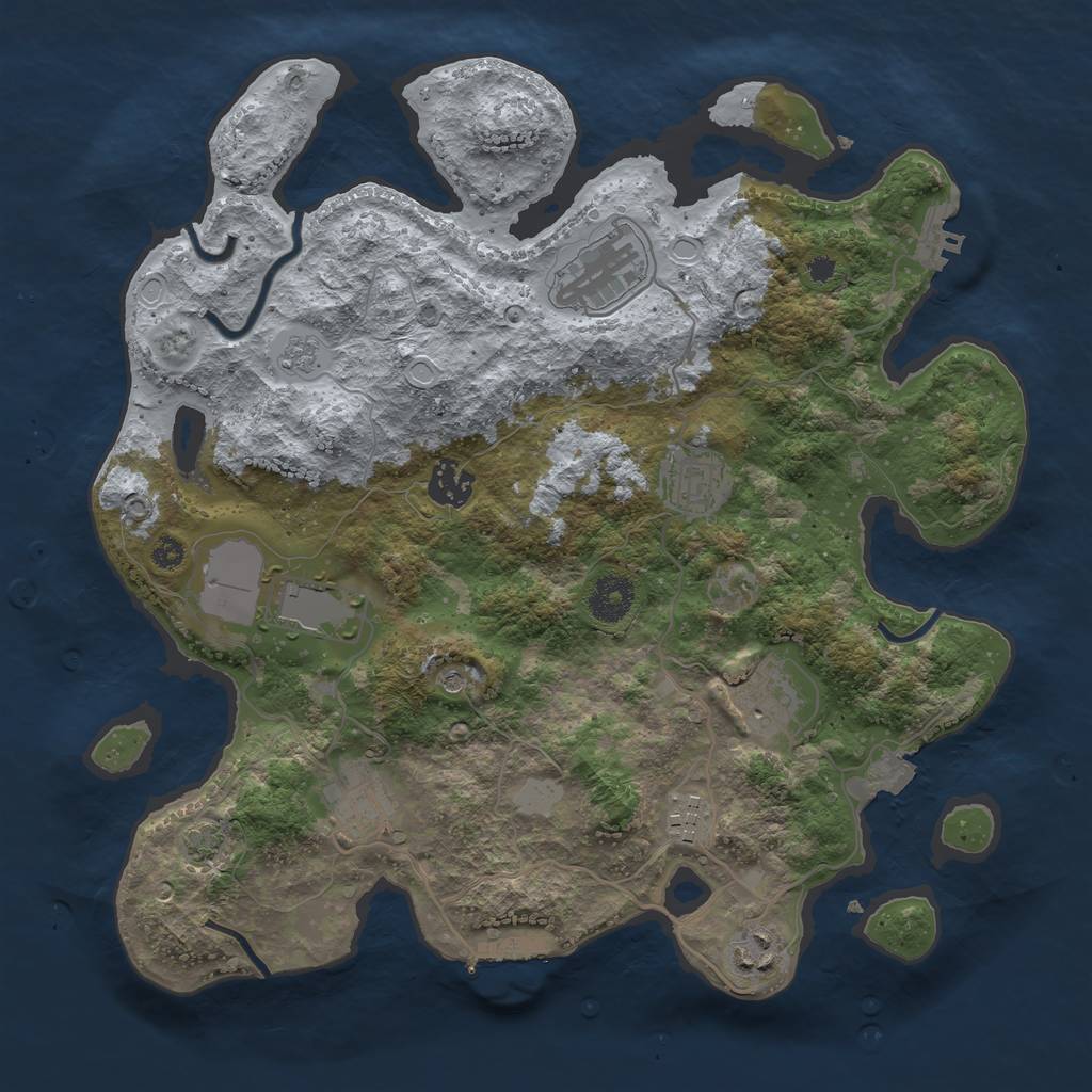 Rust Map: Procedural Map, Size: 3500, Seed: 1895669389, 16 Monuments