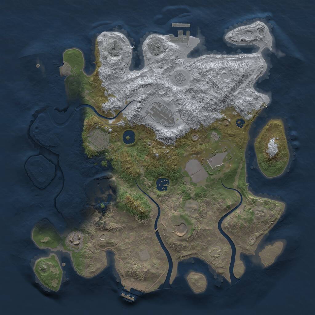 Rust Map: Procedural Map, Size: 3500, Seed: 418570410, 14 Monuments