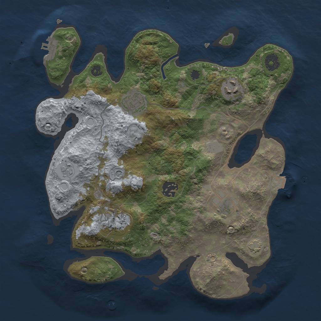 Rust Map: Procedural Map, Size: 3000, Seed: 418418455, 12 Monuments