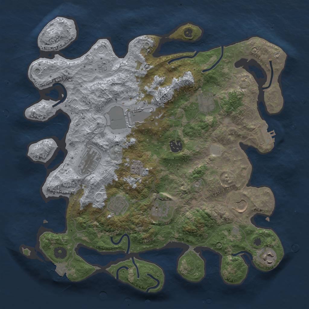 Rust Map: Procedural Map, Size: 3600, Seed: 1562544728, 16 Monuments