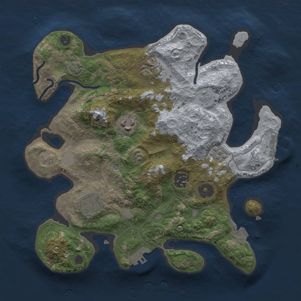 Rust Map: Procedural Map, Size: 3000, Seed: 1719732761, 13 Monuments