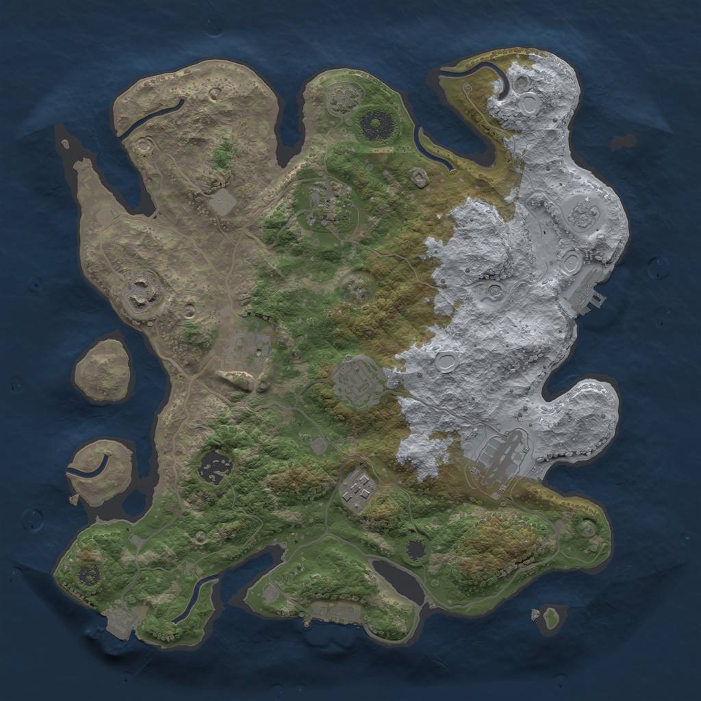 Rust Map: Procedural Map, Size: 3250, Seed: 382836514, 15 Monuments