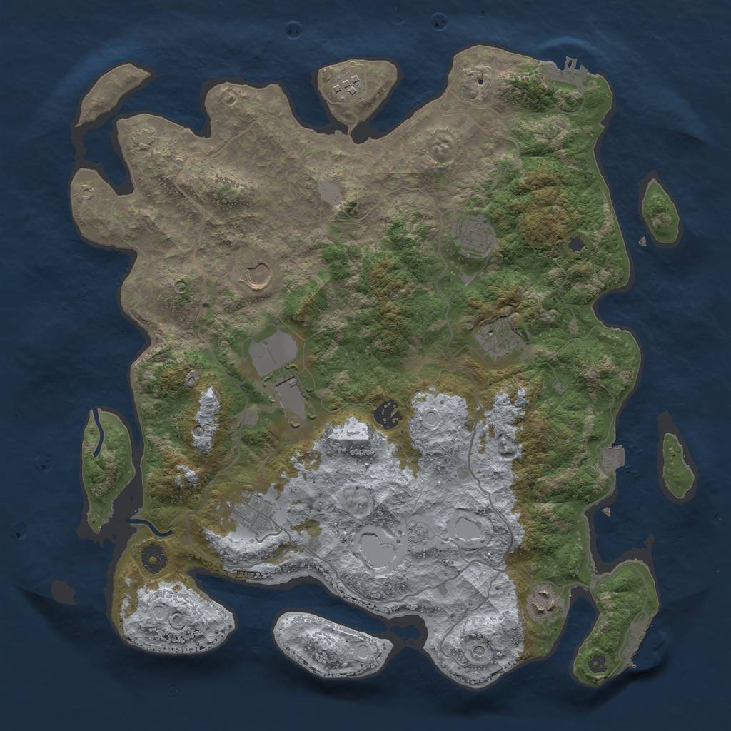 Rust Map: Procedural Map, Size: 4000, Seed: 310868479, 16 Monuments