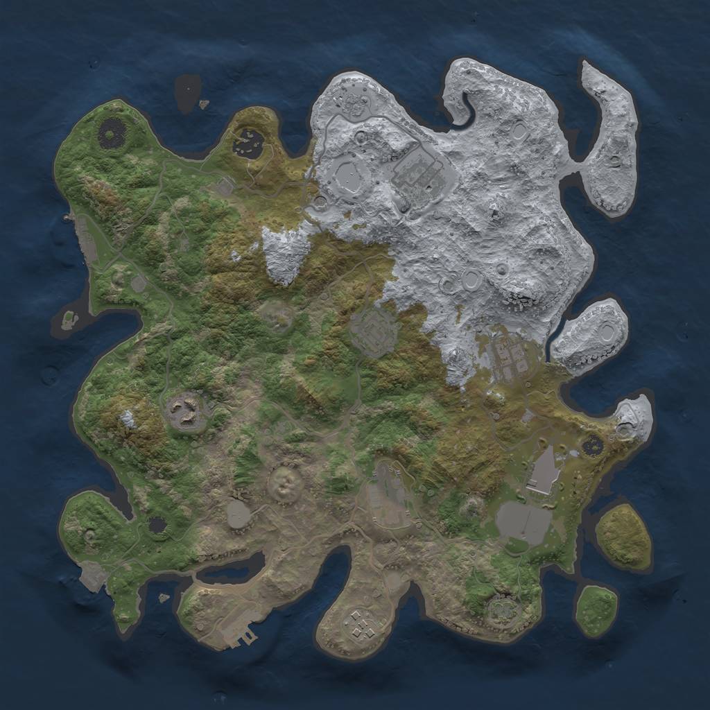 Rust Map: Procedural Map, Size: 3500, Seed: 142536804, 16 Monuments