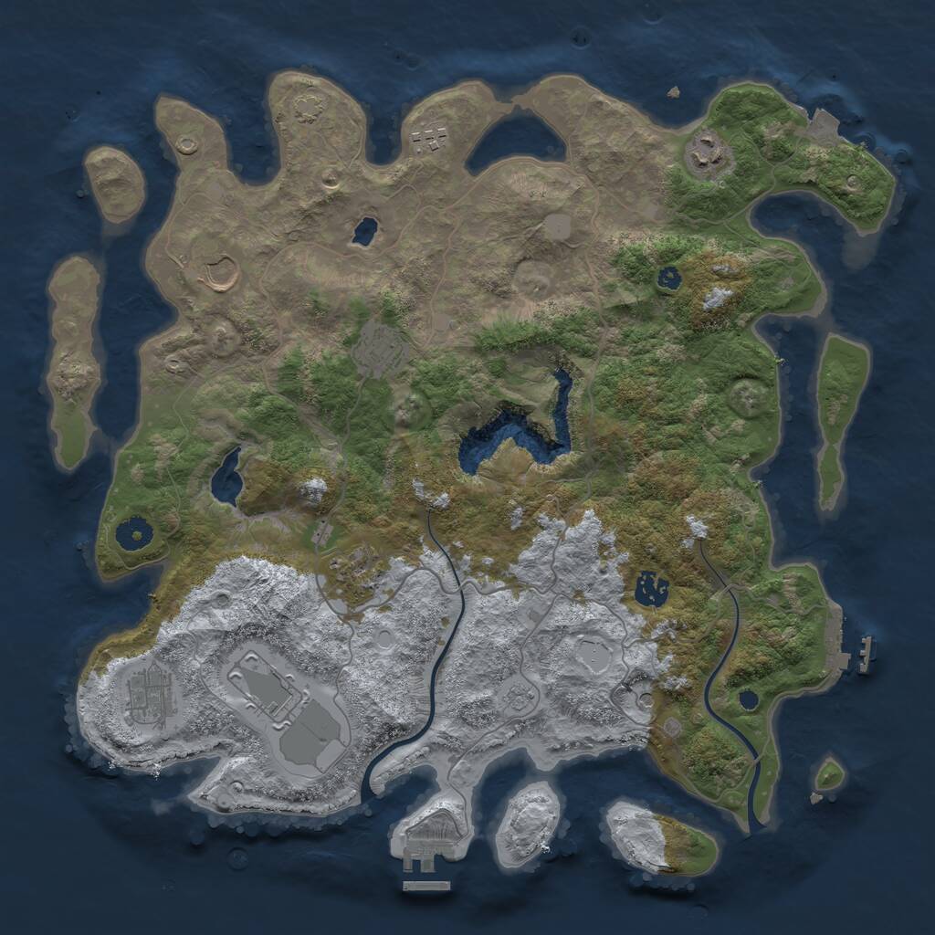 Rust Map: Procedural Map, Size: 4000, Seed: 189765687, 14 Monuments