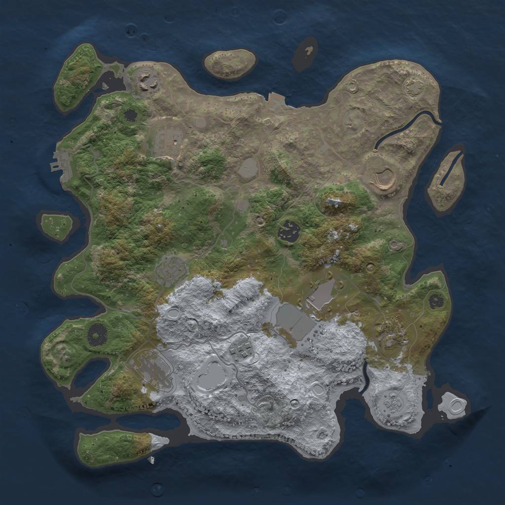 Rust Map: Procedural Map, Size: 3500, Seed: 1232203725, 15 Monuments