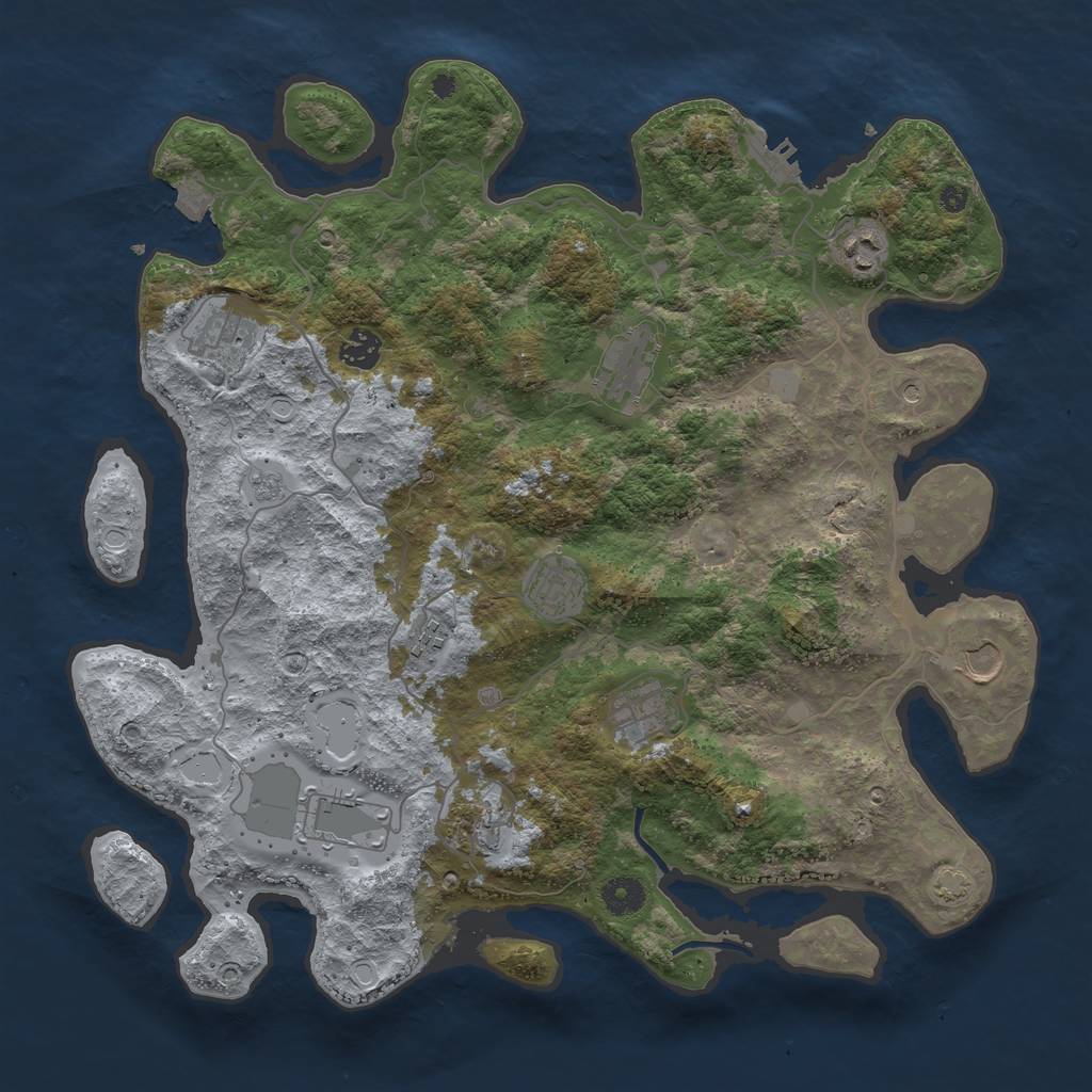 Rust Map: Procedural Map, Size: 4000, Seed: 3433672, 17 Monuments