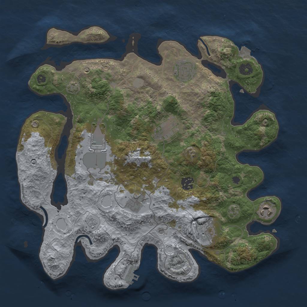 Rust Map: Procedural Map, Size: 3500, Seed: 392136183, 14 Monuments