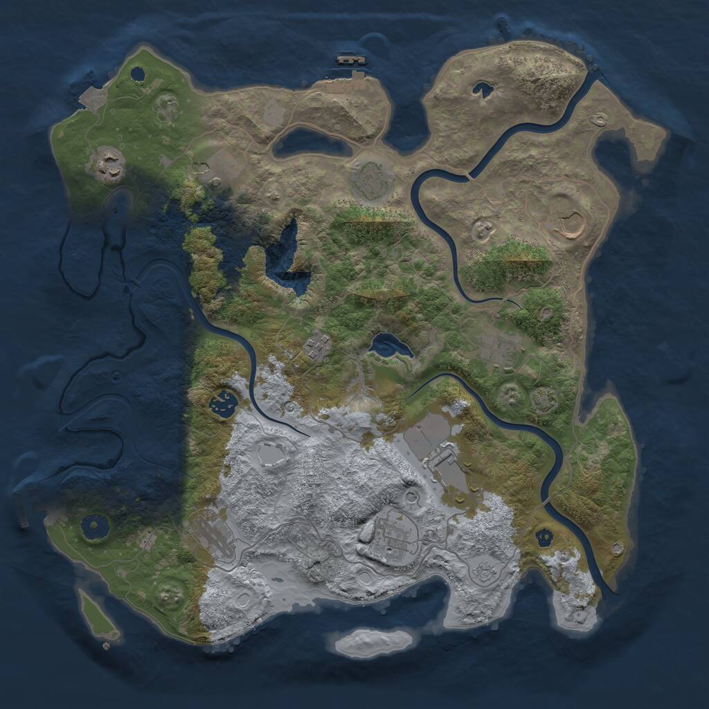 Rust Map: Procedural Map, Size: 4000, Seed: 1125757867, 16 Monuments