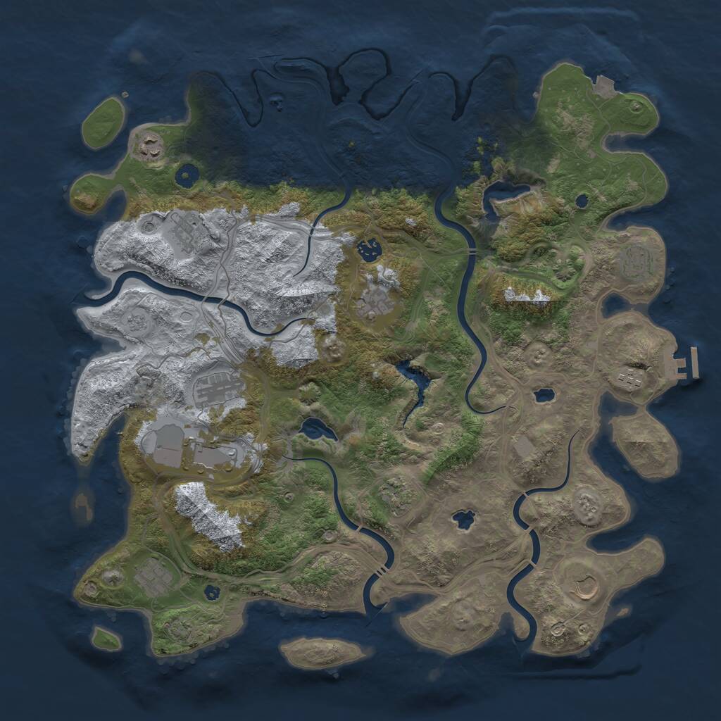 Rust Map: Procedural Map, Size: 4600, Seed: 262593850, 16 Monuments