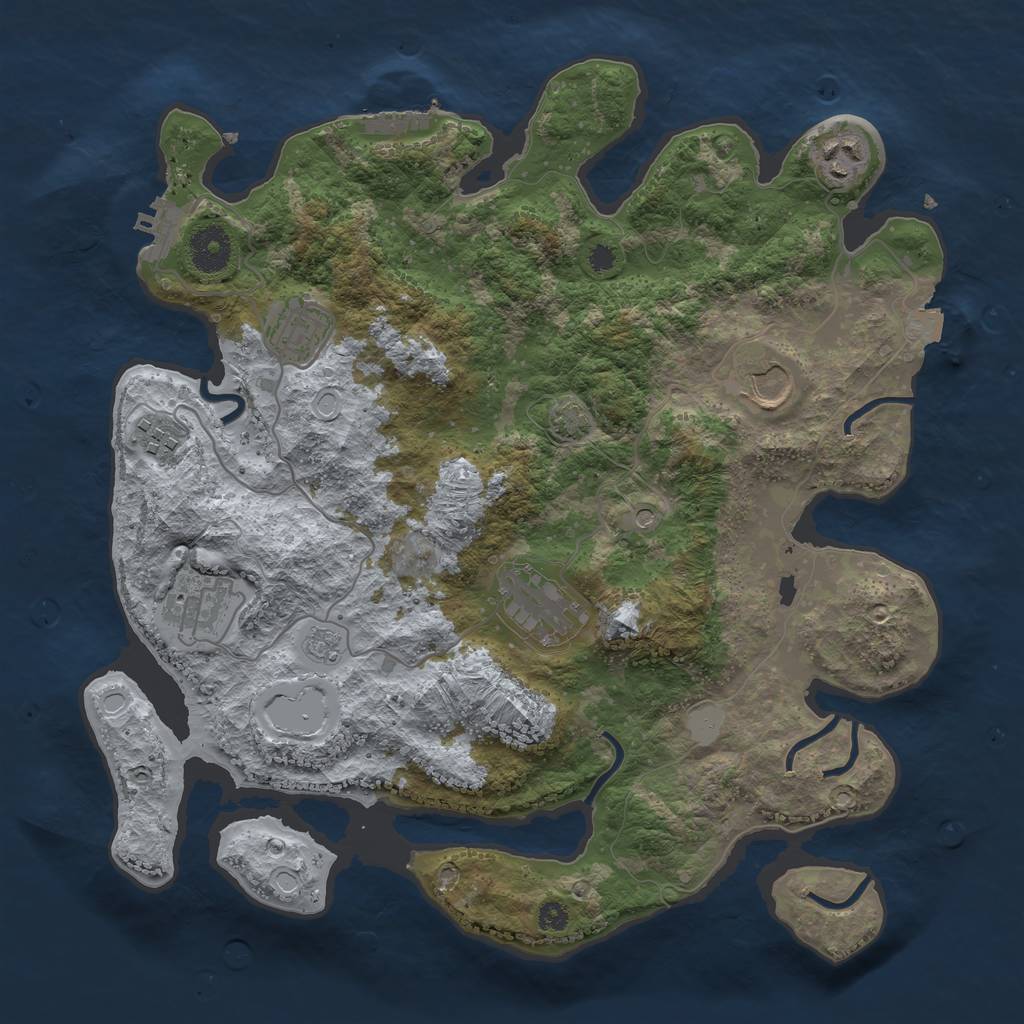 Rust Map: Procedural Map, Size: 3500, Seed: 258491496, 14 Monuments