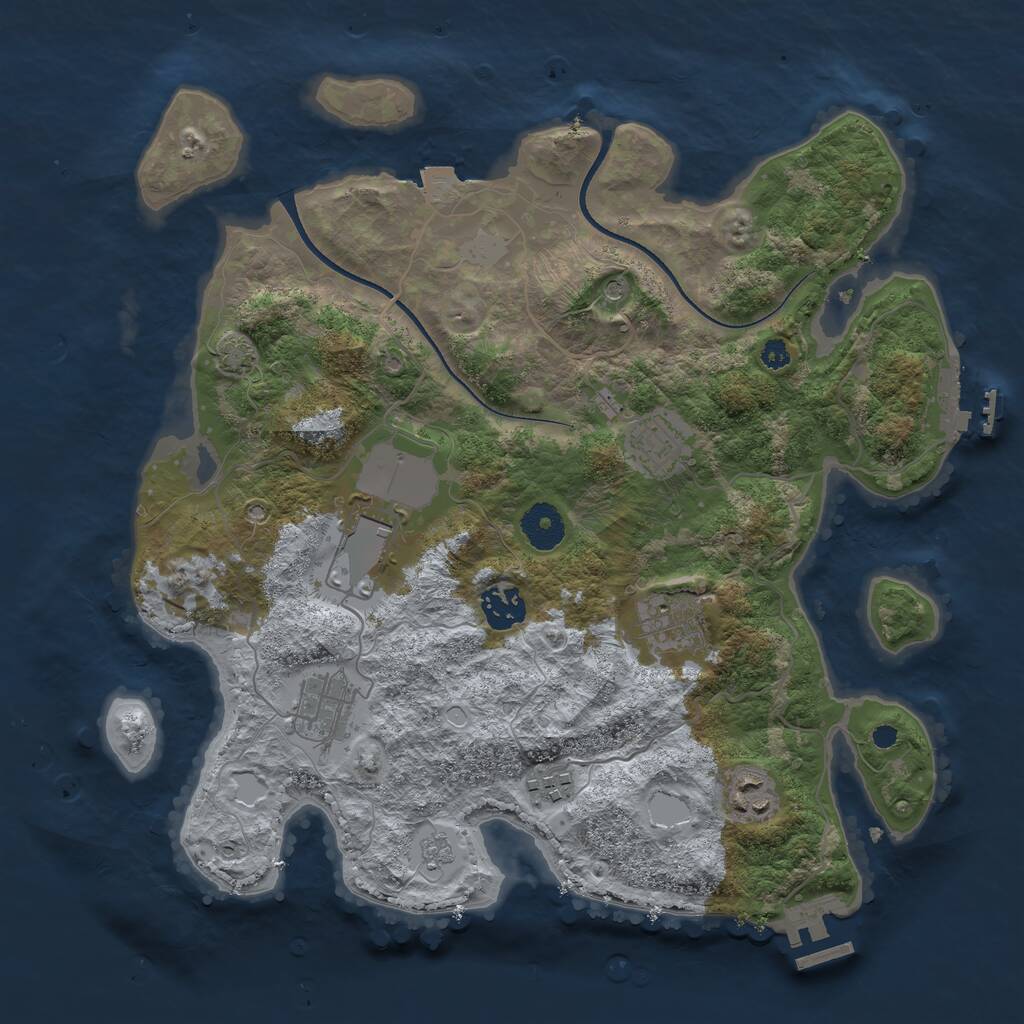 Rust Map: Procedural Map, Size: 3500, Seed: 4123490, 13 Monuments