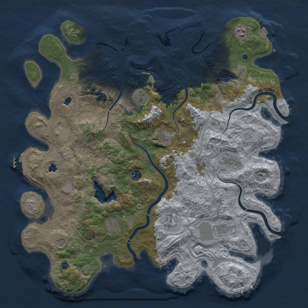 Rust Map: Procedural Map, Size: 4500, Seed: 1190929932, 17 Monuments